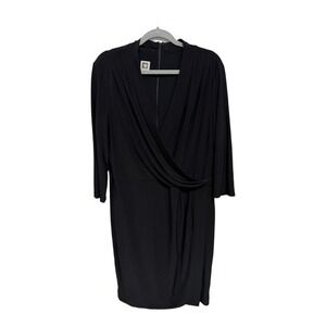 Anne Klein Plus Size Faux Wrap Dress Size 16 3/4 sleeve black formal office